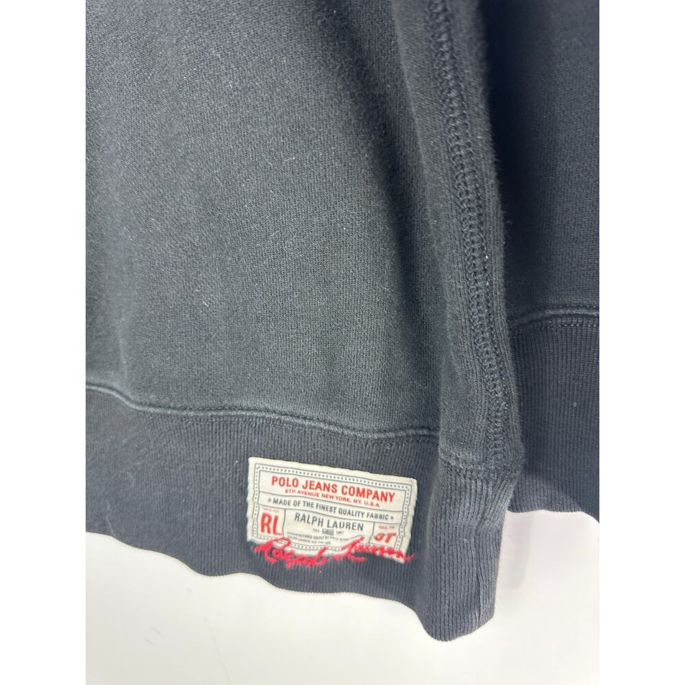 Vtg Y2k Polo Jeans Co Ralph Lauren Sweatshirt Large Black USA Flag Patch 1967 - Picture 9 of 12